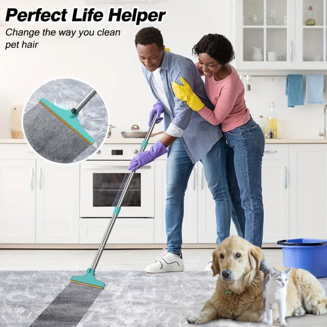 Telescopic hair remover for pets with adjustable handle