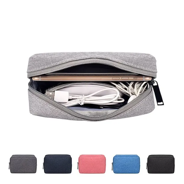 Cestovní jednobarevná moderní organizační taška na menší věci a kabely - různé barvy