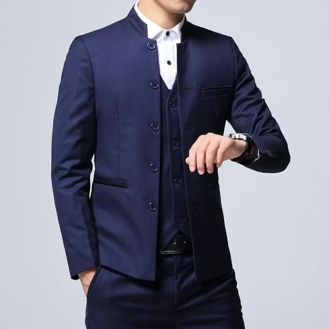 Men's slim fit suit with waistcoat