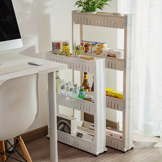 Narrow refrigerator space organizer with wheelchair