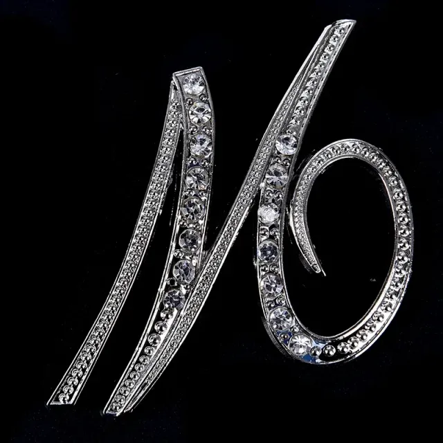 Luxurious women's brooch clip with English letter A-Z made of crystals and rhinestones