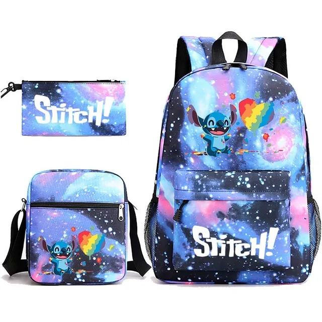 Set školních potřeb Stitch - Batoh a penál + taška přes rameno