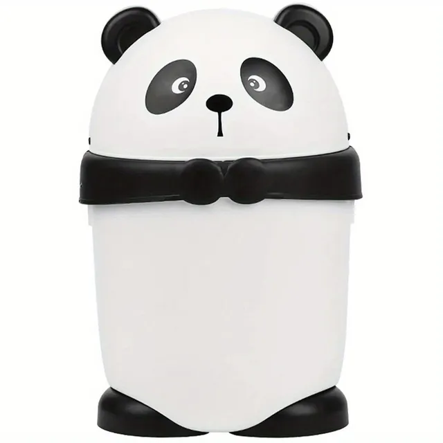 Cute panda-shaped garbage basket with lid