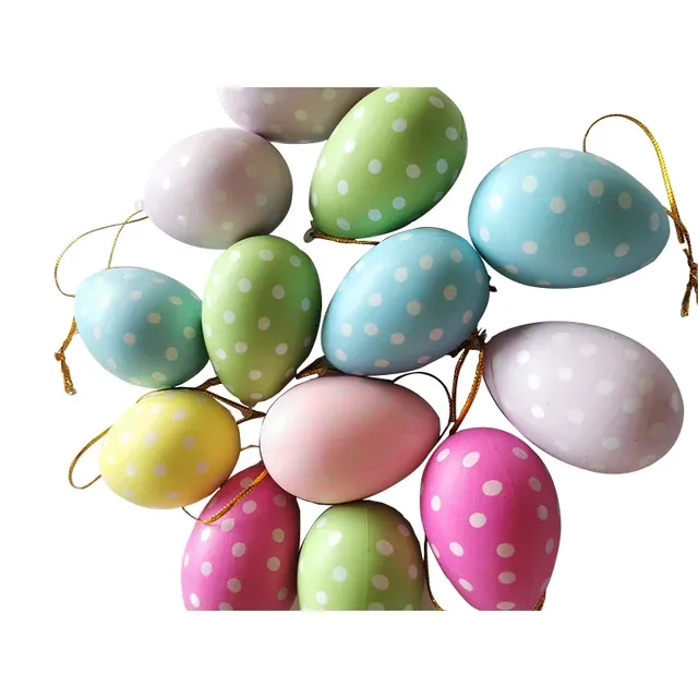 12 ks Veľkonočné vajcia na zdobenie domu alebo záhrady - veselý farebné plastové vajcia