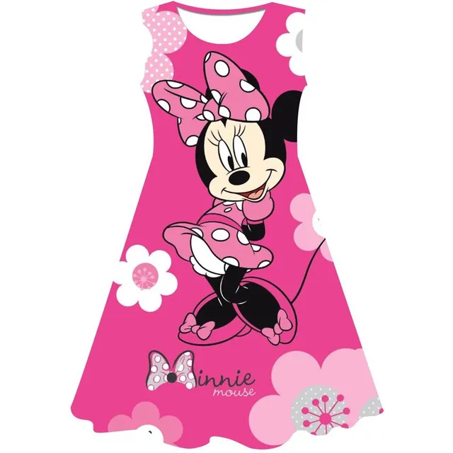 Dievčenské letné šaty bez rukávov s motívom obľúbenej myšky Minnie