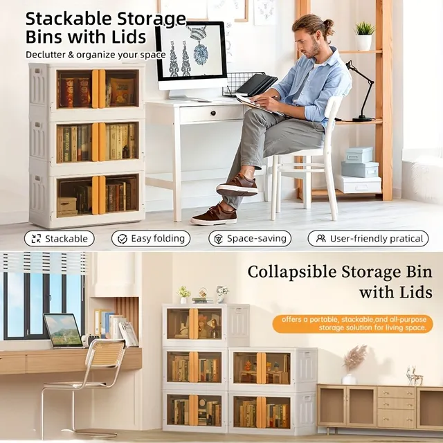 1pc Kitchen Storage &amp; Organizational Accessories, Plastic Storage compartments with lid, Foldable Storage compartments, Organizers &amp; Storage spaces To Cabinets, Storage box With Front Opening DVD, Organizer To Bathroom, Storage cabinet, Kitchen