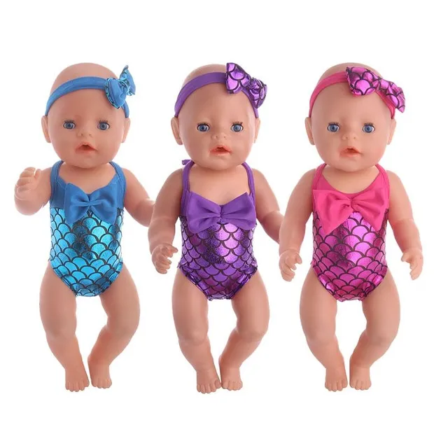 Swimwear for a doll with a mermaid pattern