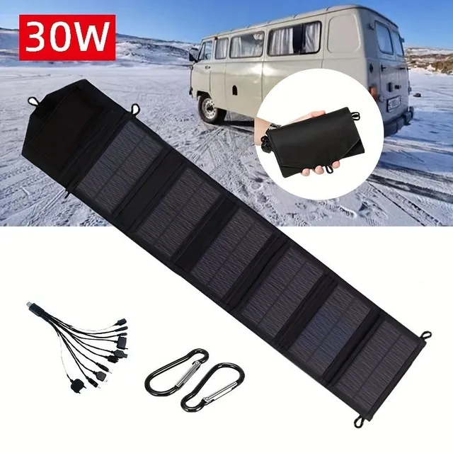 1 balenie, 30W solárny panel, skladací solárny panel, pre generovanie energie, notebook, USB port a DC výstup, používaný pre vonkajšie cestovné RV