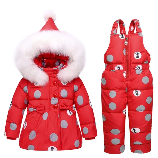 Girls winter set with polka dots - Jacket and trousers - 4 colours