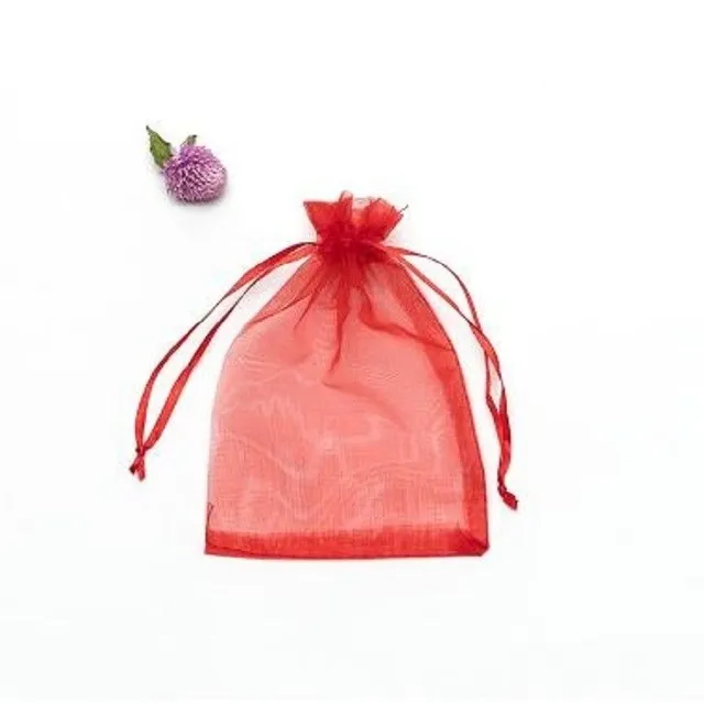 Bags from organza 100 pcs cervena xs