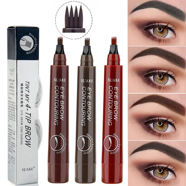 Waterproof eyebrow pencil with microblanding effect - multiple colours