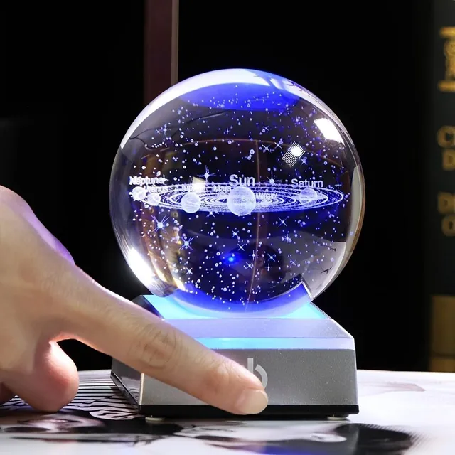 Kúzelná nočná lampa: 3D krištáľová guľa slnečná sústava