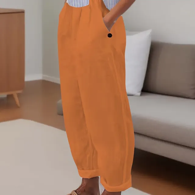 Pantaloni largi pentru femei cu talie elastică - stil minimalist pentru vară, timp liber și ocazii formale