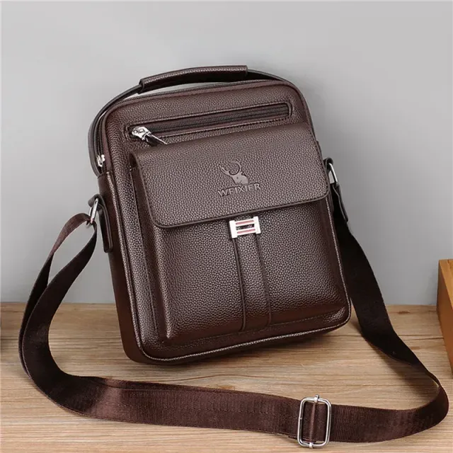 Male leather crossbody bag Messenger - vintage, waterproof, large capacity © For men