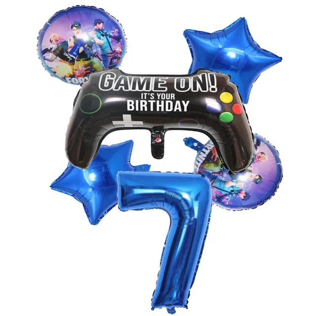 Stylish birthday decoration with the theme of the favorite games Fortnite - a set of balloons