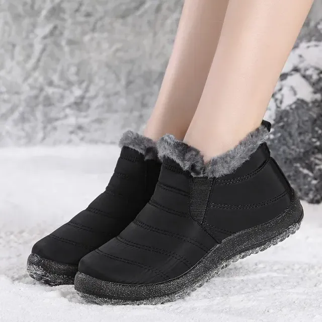 Women's winter boots - short waterproof snow boots with fur