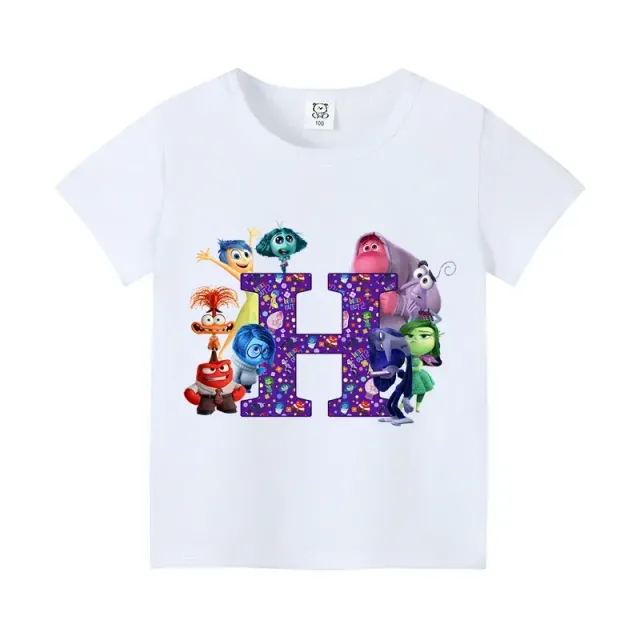 T-shirt enfant à manches courtes avec impression de lettres et personnages du film Vice-Versa 2 - Inside Out 2