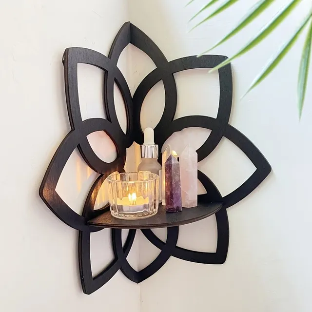 1 buc. Suport elegant din lemn pentru cristale în formă de floare, negru, decorațiune pentru casă