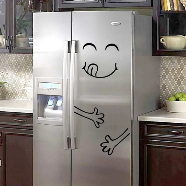 Funny decorative sticker on the refrigerator