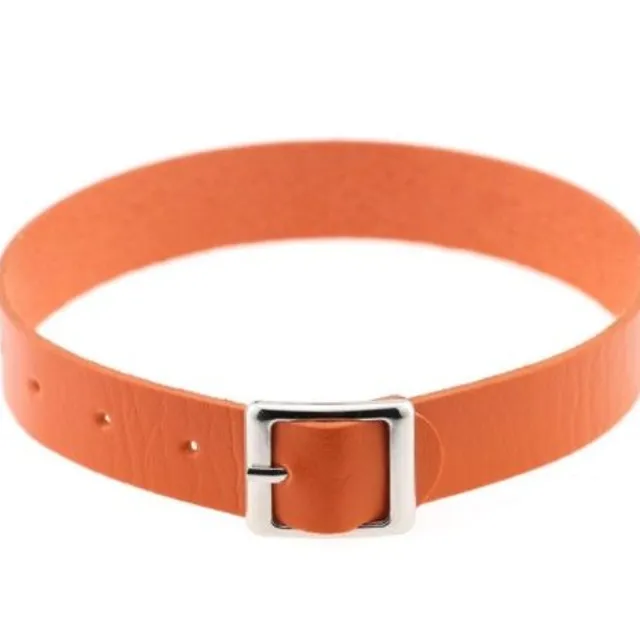 Leather choker as a belt with buckle - 12 colours