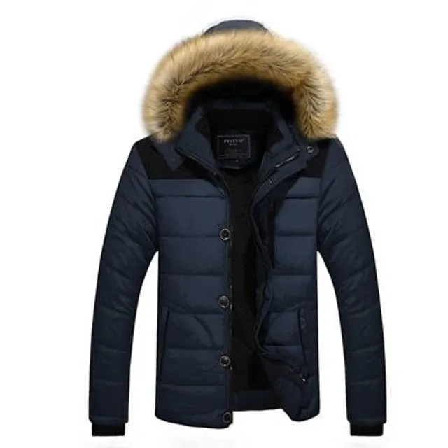 Men's luxury jacket with fur Nero-X3