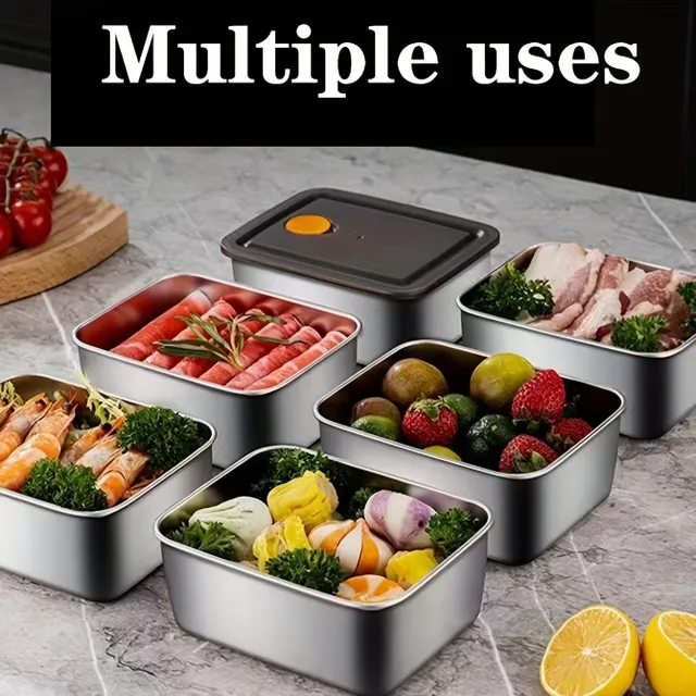 4pc/set Stainless steel square container for food with lid