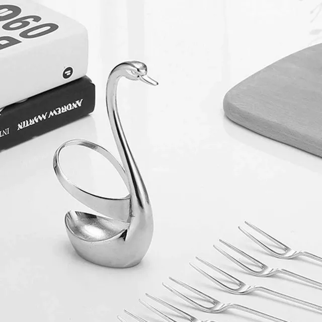 Swan-shaped cutlery holder