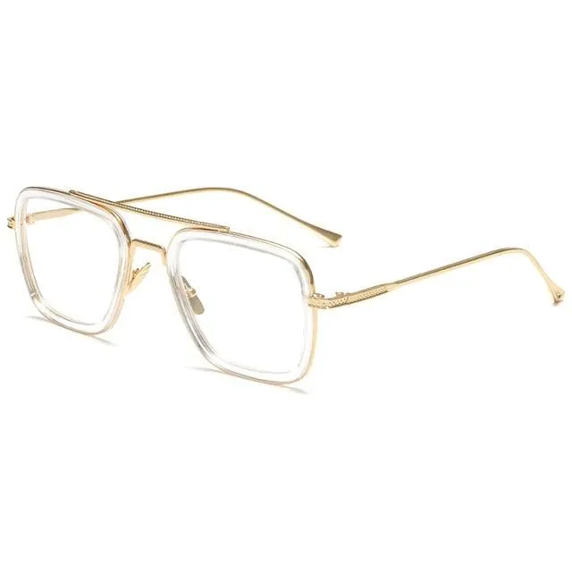 Unisex Iron Men style glasses c10trans-gold-white