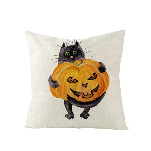 Halloween Kissenbezug mit Druck von Kürbis und schwarzer Katze 45x45 cm zur Dekoration des Hauses