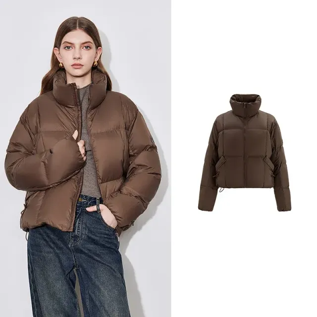 Women's autumn and winter down jacket with high collar and zipper in casual style