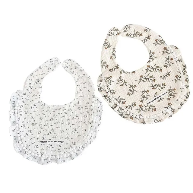 Set of classic fabric modern bibs with beautiful printing 2 pcs