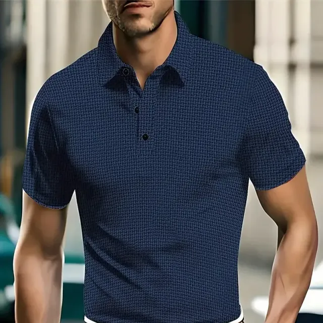 Men's Polo T-shirt, breathable, comfortable, with short sleeve and half buttoning, slim cut - summer and outdoor sports