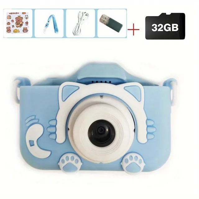 Dětská digitální kamera pro děti - Mini fotoaparát s videem, 32GB karta SD zdarma, perfektní dárek pro kluky i holky