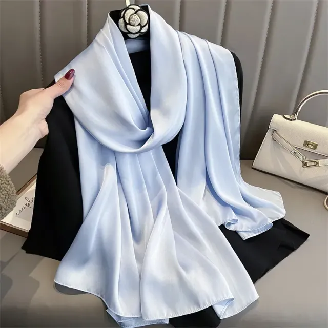 Fashionable satin scarf with a size of 90x180 cm for women