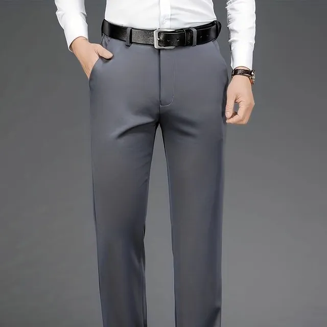 Men's classic formal trousers with a slight stretch in a monochrome design, ideal for spring/summer