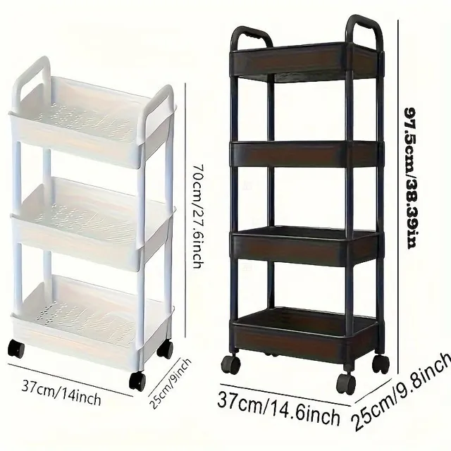 1pc Universal multi-level storage rack with wheels - kitchen, bathroom, bedroom and living room