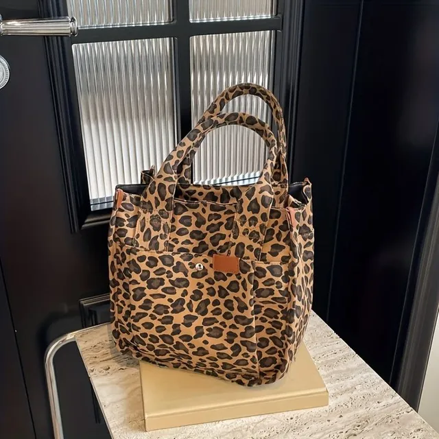 Elegante Damen-Leoparden-Canvas-Tasche, große Kapazität, Schulter- und Handtasche, mit Reißverschluss, strapazierfähiges, kratzfestes und abnutzungsbeständiges Material