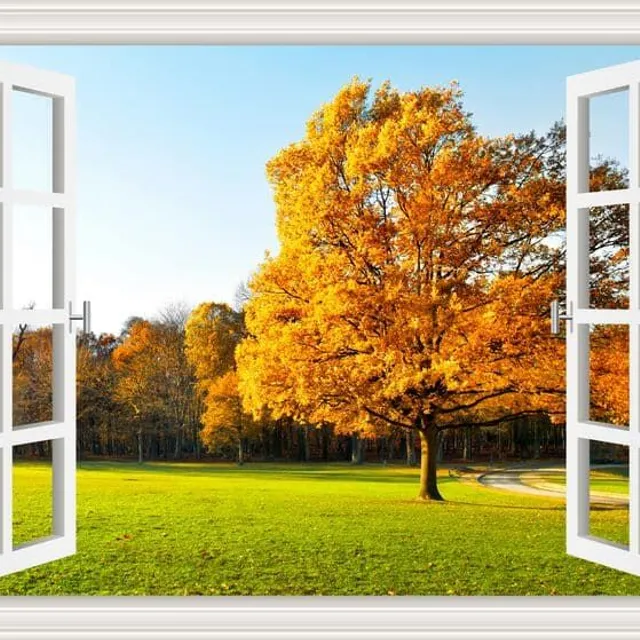 Wandkunst 3D Sticker | Fenster, Landschaft