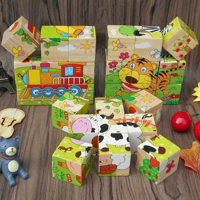 Wooden picture cubes 9 pcs