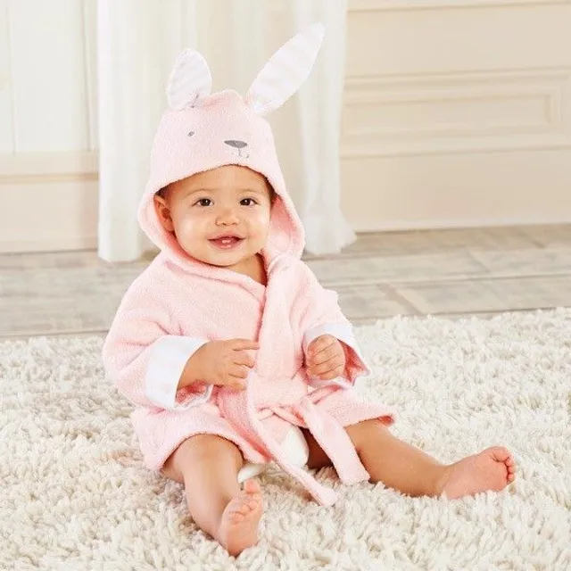 Baby bathrobe with hood and motifs of animals 24