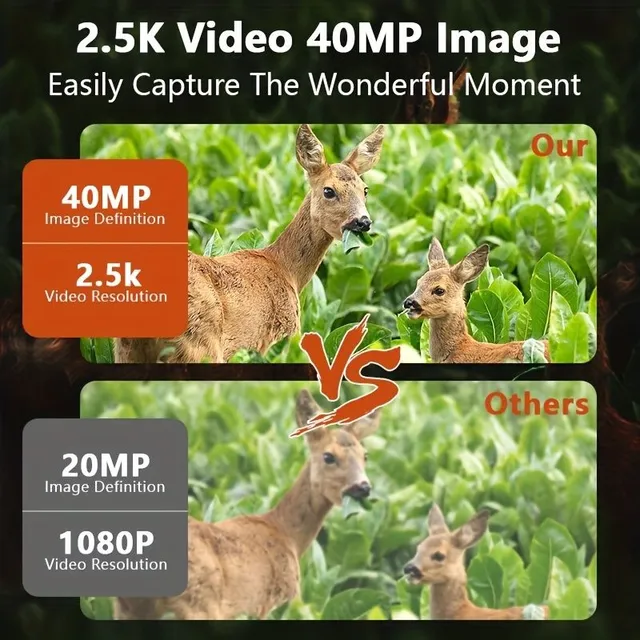 Binokulární dalekohled s vysokým rozlišením 2.5K, 40MPix, 10x optickým a 8x digitálním zoomem, nočním viděním do 300m - pro lov a kempování