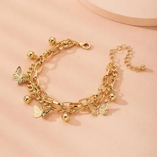 Motýlek náramek žena vrstvená dívka střapec móda klíční kost řetěz lady párty evropská zinková slitina náhrdelníky