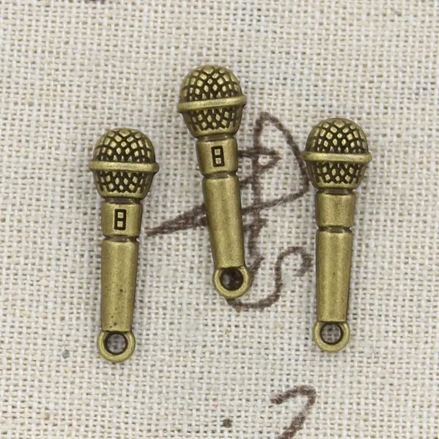 Sada 15 príveskov s mikrofónom motív pre šperky
