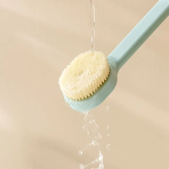 Bath brush with long handle and soap dispenser - shower brush for back and body