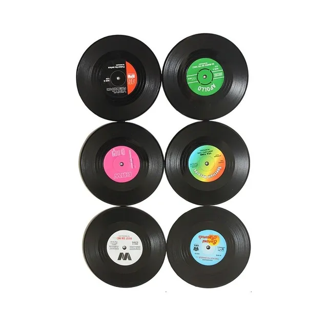 Sous-verres en forme de disque vinyle 6 pcs