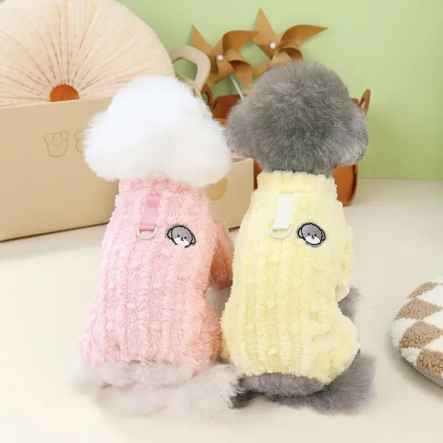 Kawaii Winter Overall für kleine Hunde und Katzen mit warmem Fleece-Futter und Leinenbefestigung