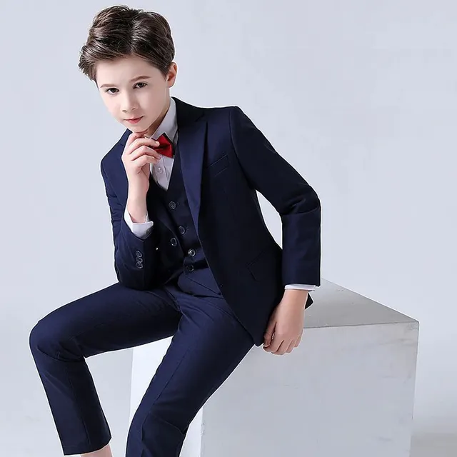 Boy's elegant suit for wedding - set 3 pcs navy 3pcs 10T