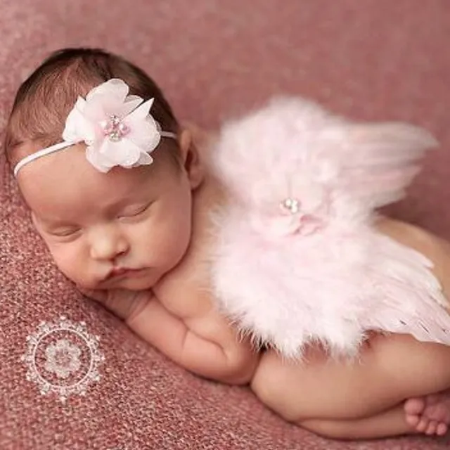 Baby angel wings with headband