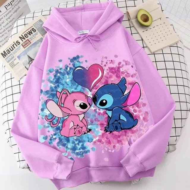 Bluză cu glugă și imprimeu Stitch pentru copii