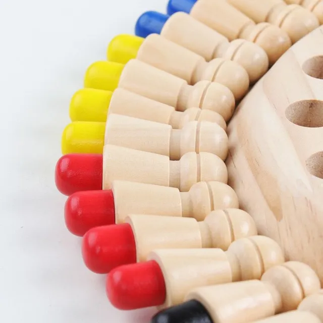 Tablă de joc din lemn cu șah pentru copii (Multicolor)